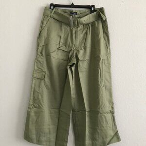 Studio Park x Amy Stran Lyocell Twill Belted Crop Pant -Olive (Sz) a648611